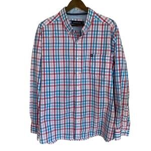 Tackle & Tides Blue, Pink and White Plaid Button Down - XXL
